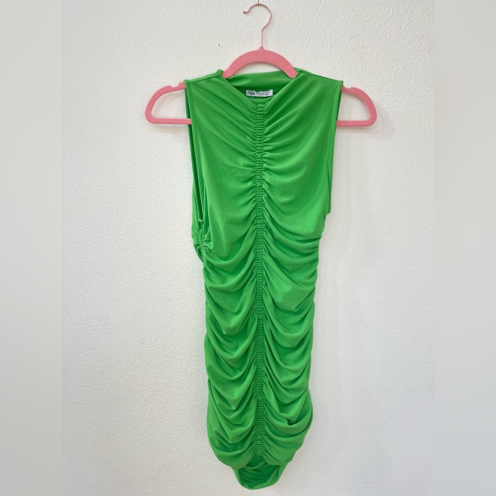 Zara Green Dress with Ruching Size M
